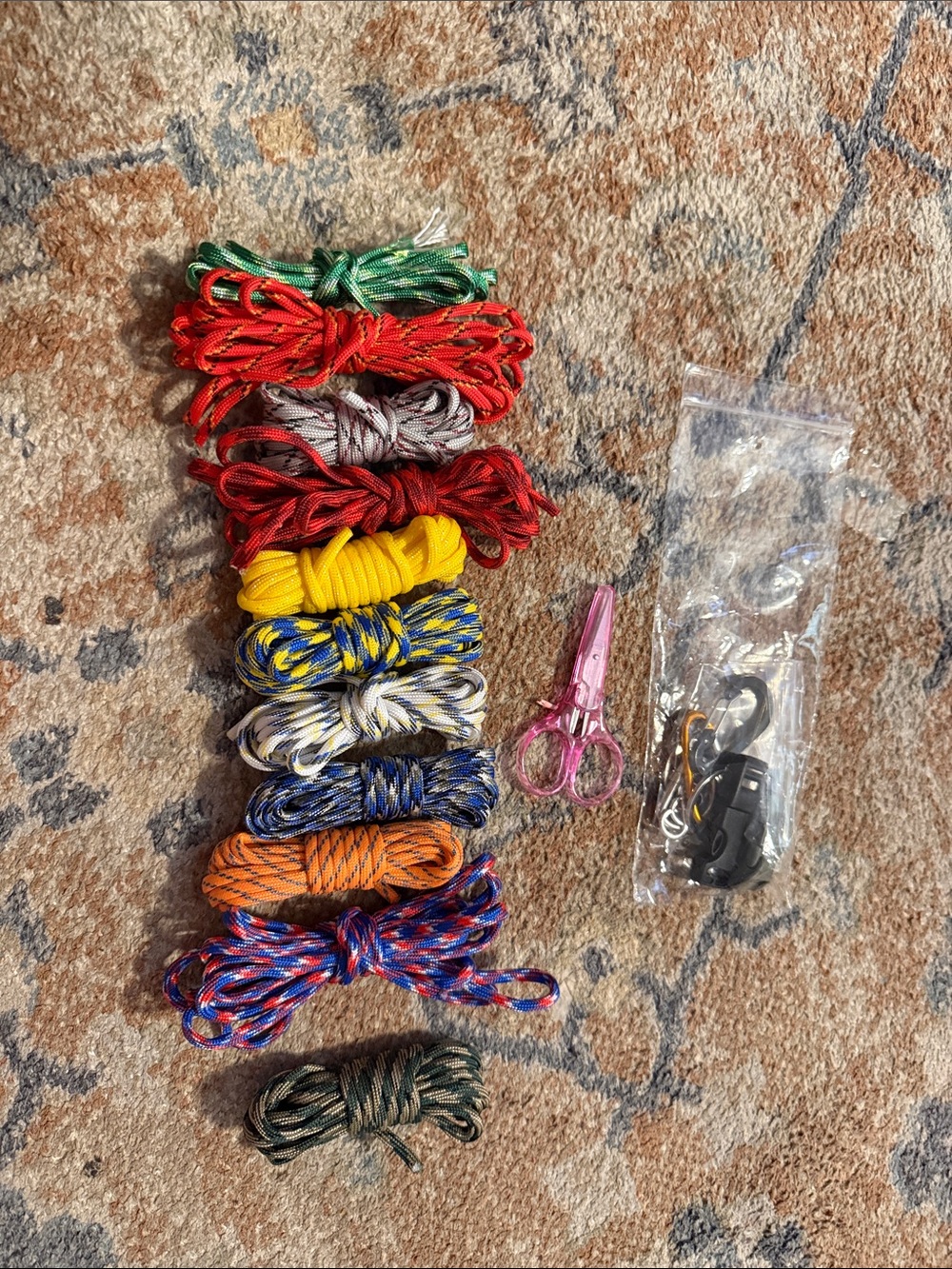 Multicolor Paracord Craft Bundle with Pink Scissors